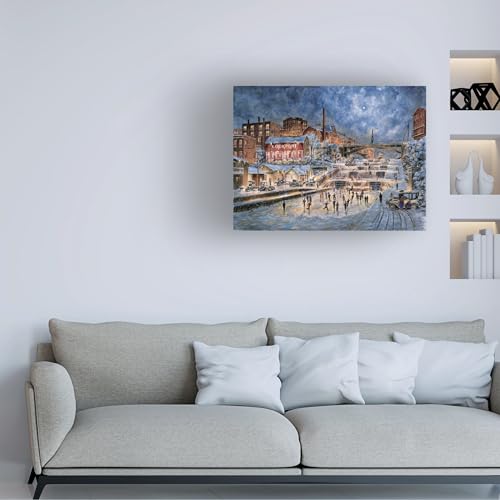 Wrapped Canvas Wall Art - Stanton Manolakas 'The Skating Party Lockport Ny Ca 1905' Wall Art for Living Room, Bedroom, or Office Décor - 18x24 by Trademark Fine Art - Used condition - Image 3