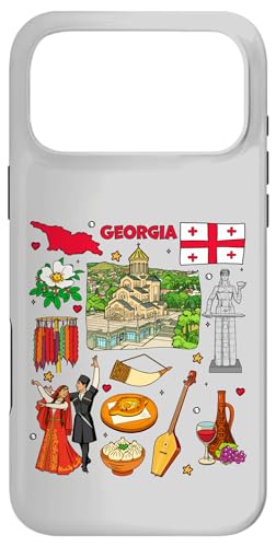 Carcasa para iPhone 17 Pro MAX Arte Colorido del Mapa de Georgia, Cultura y Patrimonio georgiano
