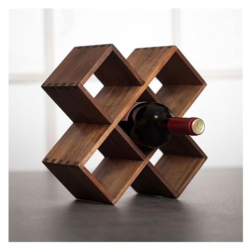 Wooden Wine Rack - 5-Bottle Stackable Wine Storage, Free-Standing Countertop