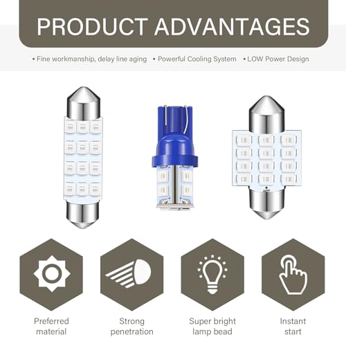 Kit de 24 Piezas Bombillas LED para Interior de Auto Azul miniatura 3