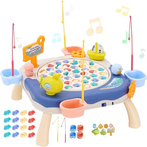 Maycoly Juego de mesa de pesca, juego de pesca, juego de pesca, juguete musical, juego de pesca con música y pesca, juguete para niños a partir de 3 años