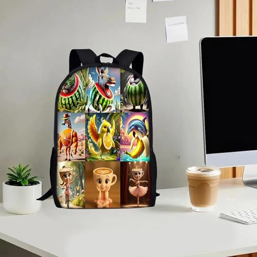 3PCS Italian Brainrot Large Backpack,17in Casual Shoulder Waterproof Lightweight Daypack Gifts (Color 2)2