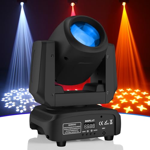 YXFAZPP Luces de DJ de Cabeza móvil RGBW, Luces de Escenario de Prisma de 18 facetas con 7 gobos y Foco de Haz de 7 Colores, DMX y Luces estroboscópicas de Discoteca de Control activadas