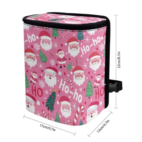 Image of Christmas Santa Claus Cute Car Trash Hanging with Lid and Adjustable Straps, Multipurpose Trash Bag Organizer Universal Car Accessories for SUVs, Trucks