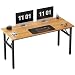 Need Computer Desk Office Desk 55 inches Folding Table Computer Table Workstation No Install Needed,Teak Black AC5BB-140X