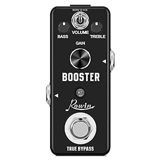 Rowin Pédale de guitare analogique micro boost pour amplification du signal pur avec mini taille True Bypass - Les Beatles, Paul McCartney, John Lennon, RIngo Starr, George Harrison