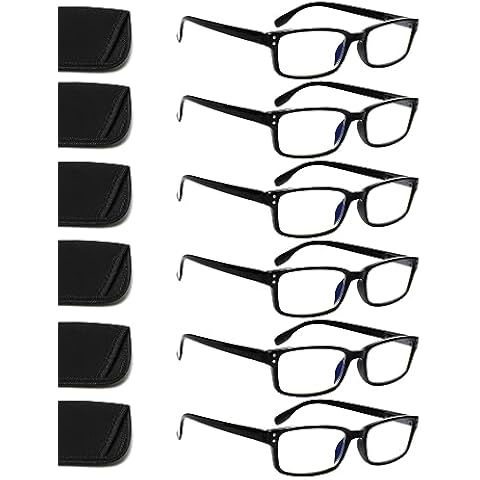 Kerecsen 6-Pack Reading Glasses Blue Light Blocking,Spring Hinge Readers for Men Women,Computer Eyeglasses (6 Black, 2.0, multiplier_x) Cover
