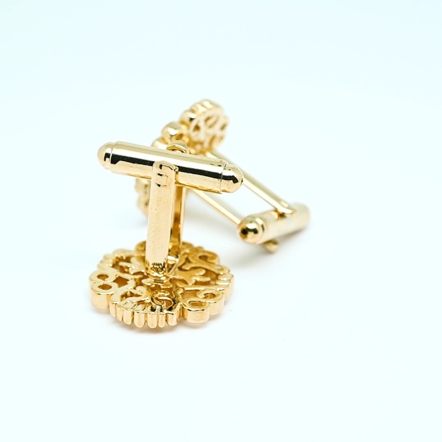 Mancornas hombre mujer diseño floral hueco dorado miniatura 7