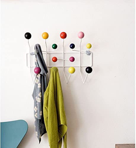Perchero de pared, diseño moderno de mediados de siglo, bolas de madera de nogal, ideal para bufandas y bolsos, práctico organizador para el hogar