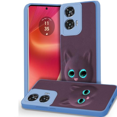 Image of AESTMO Back Case Cover for Moto Edge 50 Fusion / G85 5G Back Cover | 3D Cat Cover | Leather Finish | Full Body Protection | Camera Protection Back Cover for Moto Edge 50 Fusion / G85 5G (Purple)