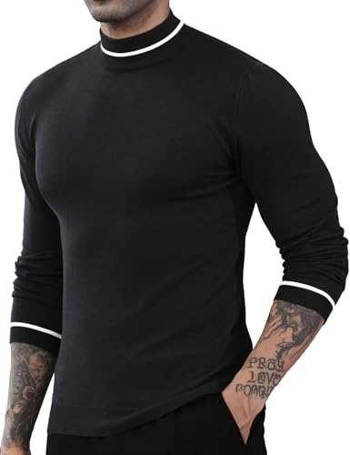Men's Slim Fit Mock Turtleneck Pullover Sweater Casual Basic Knitted Thermal Sweaters