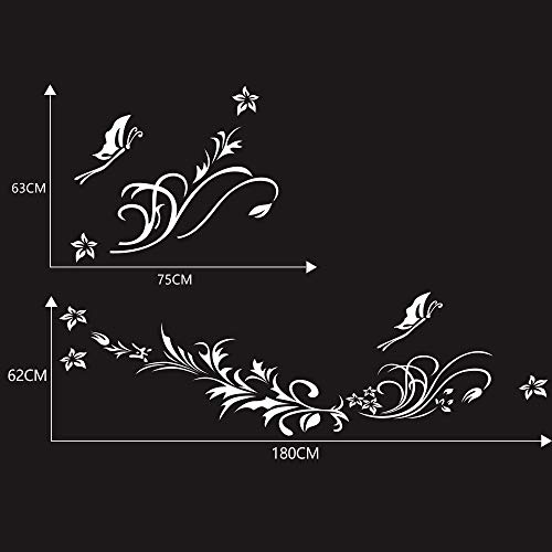 Image of Car Body Decals Carved Hollow Flower Butterfly Decorative Stickers Anti-Scratch for Cars, Vans, SUVs, Trucks,Set of 3 pcs (White)