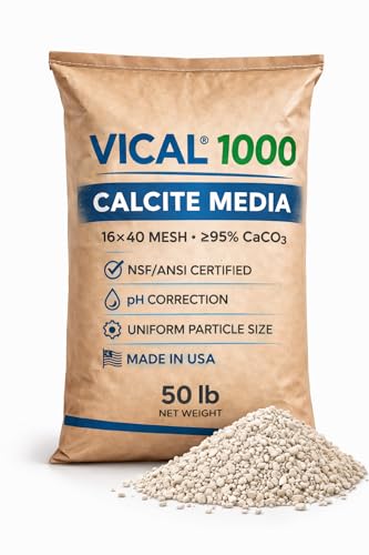VICAL 1000 Calcite Media 1640 Mesh NSF/ANSI 60 Certified Calcium Carbonate Neutralizer Media for Acid Neutralizer Filters & Well Water Treatment Made in USA 0.5 Cubic Foot / 50 lb