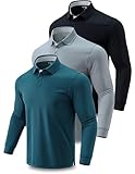 Paquete de 3: Polo de manga larga para hombre, playera deportiva con cuello de golf, camisetas de rendimiento, Set 2, Large