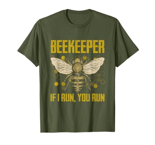 Beekeeping Men Vintage Bee Keeper Outfit If I Run You Run T-Shirt