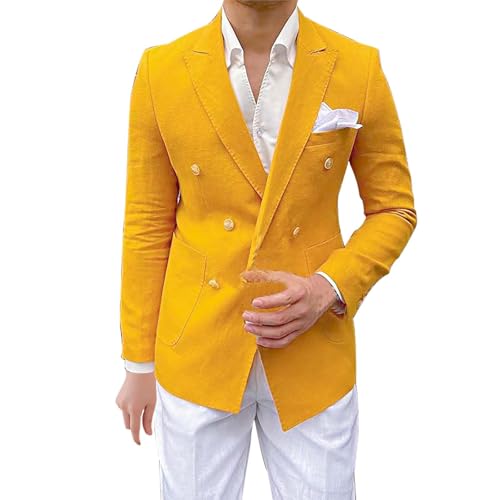 Mens Casual Business Office Work Blazers Sport Coat Long Sleeve Open Front Double Breasted Wedding Party Suit Jackets