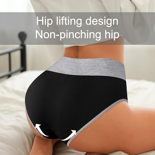 Image of High Waisted Postpartum Underwear Womens Cotton Underwear Soft Breathable Full Coverage Stretch Panties Multipack