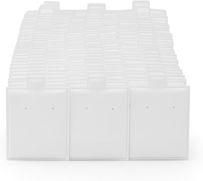 CuteBox 1.5" x 2" 10KT Gold Imprinted White Puff Pad Earring Card 100pc for Retail, Showcase, Tradeshow, Jewelry Display, Storage, Tabletop, Organization, Jewelry, Clip, Wire, Post Earrings
