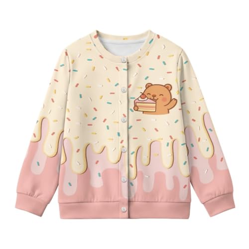 Image of Girls Cardigans Sweater Long Sleeve Crew Neck Button Down Sweaters School Outerwear for Kids Fall Winter Tops