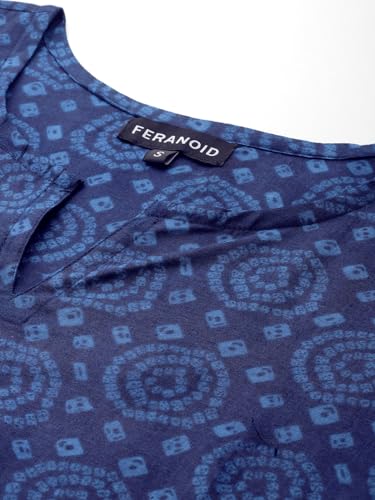 Image of feranoid Designer V-Neck Short Straight Kurti with 3Quarter Sleeves