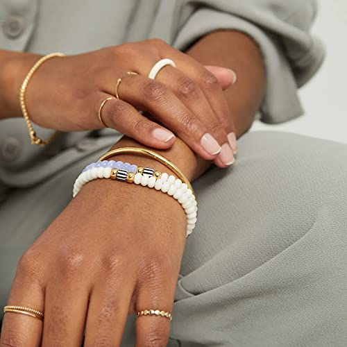 Kainier 3Mm Adjustable Bangle Bracelet 14K Gold Plated Stainless Steel Glossy Stackable Simple Delicate Thin Round Charms Bangle For Women Oval Plain Polished Bracelet Best Gifts For Love (Gold, 7.5) #TOP2