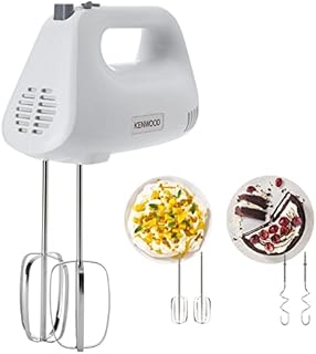 Kenwood Hand Mixer,Electric Whisk, 5 Speeds, Stainless Steel Kneaders and Beaters for Durability and Strength, 450 W, HMP30.A0SI, White