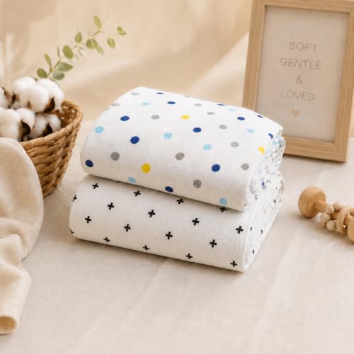 Image of Organic Cotton Muslin Pack of 2 Baby Bath Towel Cotton Cloth Premium Baby Washable, Reusable, Absorbent, Extra Soft 120 X 120 Cm Multi Dot & Black Plus
