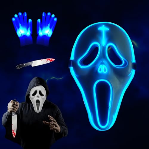 【Design confortevole】Questa maschera per Halloween Scream offre fasce elastiche per dimensioni personalizzate della testa, un morbido cuscinetto per alleviare la pressione e aperture precise su occhi, naso e bocca per consentire una visione chiara e una respirazione libera durante l'utilizzo, perfetta per feste in costume spaventose.