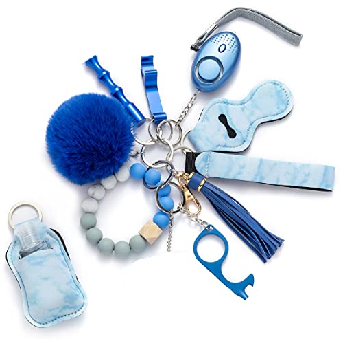 Keychain Set For Women And Girls, Keychain Accessories Beaded Bracelet Keychain,Lip Balm Keychain，12Pcs Key Ring Set (Blue) #TOP1