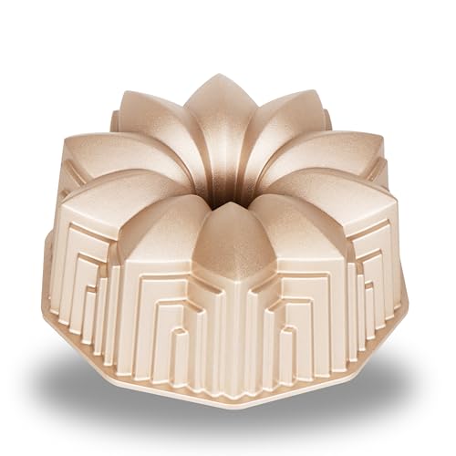 Baker's Secret Nonstick for Fluted Cake Pan, Heavy Duty Die Cast Aluminum Perfect for Fluted Cake, Pan Aluminum, 2 Layers Non-stick Coating For Easy Release - Nonstick Baking Pan (Deco)