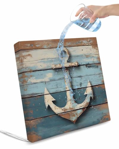 2 Pack Vintage Anchor Waterproof Cushion Covers with Ties, Outdoor Patio Chaise Lounge Chair Seat Cushion Slip Covers Replacement(Only Cover) Retro Farmhouse Nautical Wooden 20