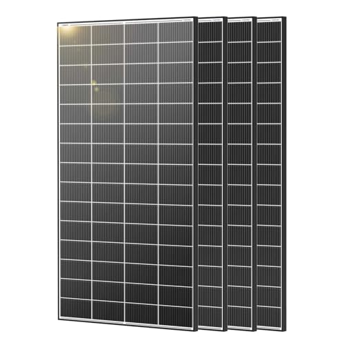 Image of Renogy Solar Panels 1280 Watt, 4PCS 320W Solar Panel, N-Type 18BB Monocrystalline On/Off Grid, 25% Cell Efficiency IP68 Weatherproof Solar Module for 12/24 Volts PV System Homes Rooftop Farm Garden