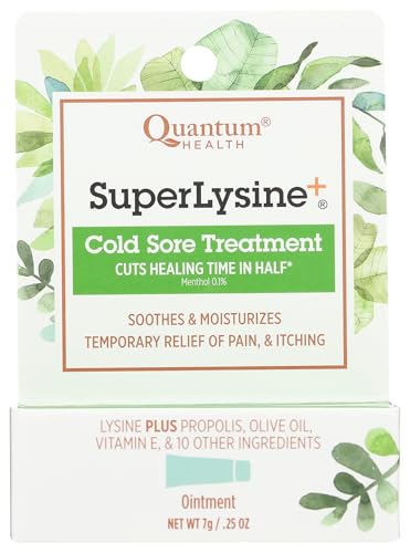 Quantum SuperLysine+ Cold Sore Treatment Ointment|Relieves Pain, Burning, and Itching|Cuts Healing Time in Half|0.25 Ounce