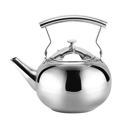 Estufa de acero inoxidable, tetera de 2 litros con colador, hervidor de agua caliente Teaware para café o té (plata 1) Cover