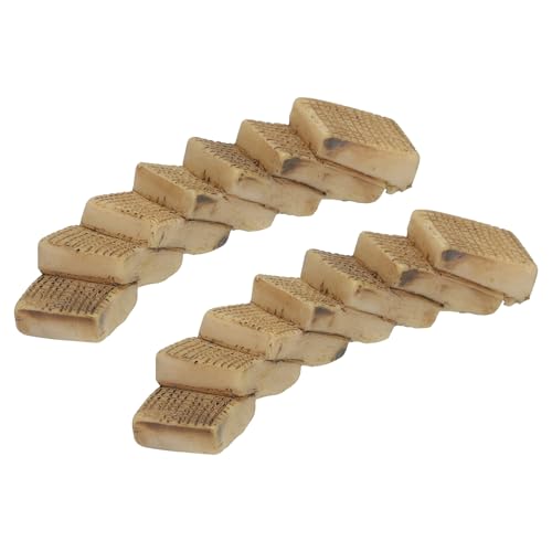 sourcing map Escaleras de Piedra en Miniatura Pasos Dobles Micro Bonsái Casa de Muñecas para Acuario Decoración de Paisaje Jardín Gris 2 Unidades