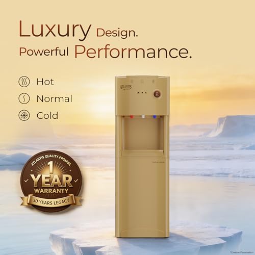 Image of Atlantis Signature Designer Water Dispenser | 18L Cooling Cabinet | Hot, Normal & Cold | Luxury Art Finish | Top Push Buttons | Child Safety Lock | Silent Operation | BIS Certified | Office & Home