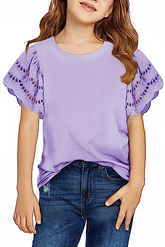 Image of blibean Girls Summer Short Sleeve Shirts Cotton Tops Size 4-15 Years Old