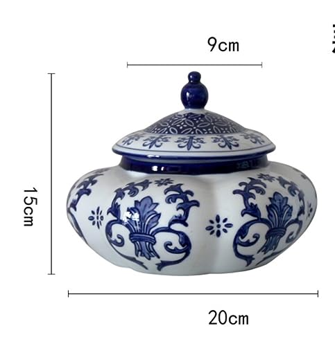 Tarro de jengibre o jarrón de cerámica azul y blanca tradicional 3