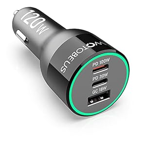 WOTOBEUS 120W USB C Car Charger Super Fast Charging|Color Changing LED|PD 3.0 100W|PPS 45W|QC5|Fit for iPhone 15 14 13 Max iPad MacBook Pro Air Samsung Galaxy S23 S22 Pixel 8 7 Type-C Laptop Phone