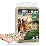 Litière en chanvre pour petits animaux, poules et chevaux, 140 l, produit 100 % naturel, extrêmement absorbant, faible poussière, anti-odeur, durable et durable