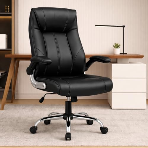 Image of Lakdi The Furniture Co High-Back Directior Office Chair and Executive Chair, Ergonomic Leatherette Desk Chair | Adjustable Arm Rest for 5-Year Warranty & Free Assembly-111012161 Black