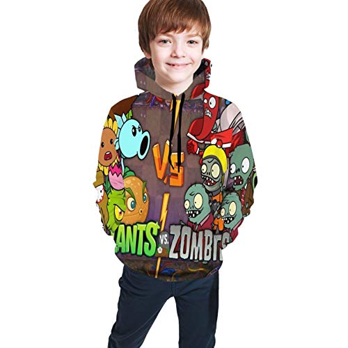Qihuo Plants Vs Zombies Sweater Hoodies for Boys Girls Kids, Applicable in Autumn and Winter, Super Soft Black