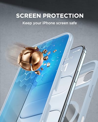Image of Miracase Magnetic for iPhone Air Case 6.5 inch [Compatible with MagSafe] Full-Body Phone Case with Built-in Glass Screen Protector & Camera Control,Drop Proof iPhone 17 Air Case Cover, Light Blue