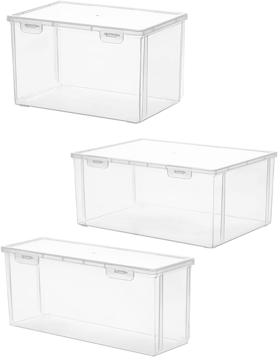 MAGICLULU 3pcs Bread Storage Container Set Plastic Loaf Storage Box Airtight Bread Saver for Kitchen Counter