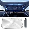 Weektic Windshield Sun Shade Car, [2023 Newest] [Upgraded UPF50+ Crystal Nano Reflector Patent] Protect Car from Sun Ray Damage, Umbrella Sun Shade for Car SUV Truck – Keep Car Cool & Comfy(59″x31″)