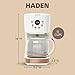 HADEN Coffee Machine, 12 Cup Programmable Drip Coffee Maker with Auto Shut-Off Function and Reusable Washable Water Filter, Ivory & Copper