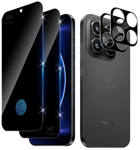 Image of WonRia 2+2 Pack - Privacy Tempered Guard for Xiaomi Mi 17 5G [FingerPrint Unlock] with 3D Camera Glass Protector Screen Guard Protector | Anti-Spy - Installation Kit