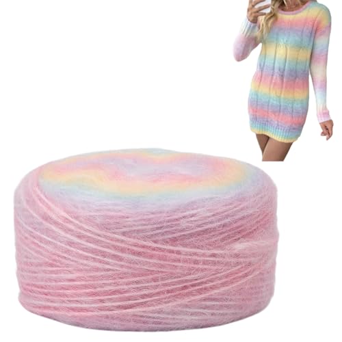 HOBBIESAY Lot de 3 pelotes de laine acrylique floue filée à la main - Mohair doux - Pour projets de tricot et de crochet - Bonnets, écharpes, pulls,...