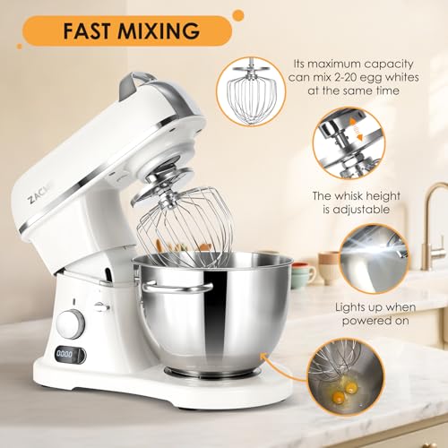 Image of ZACME 8.4QT Commercial Stand Mixer 800W with Aluminum Die Casting Meets the Standard of NSF /ANSI 8-2023, Mixers Kitchen Electric Stand Mixer with Stainless Steel 8L Bowl, Dough Hook, Whisk and Beater