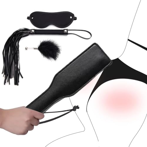 Bondage Sex Spielzeug Für die Paare Extrem Sexspielzeuge Flogger Erotik Leder Peitsche mit Feder Tickler Leder Hand Spanking Slapper Paddel Sexspielzeug Zubehör und Augenmaske für BDSM Erwachsene